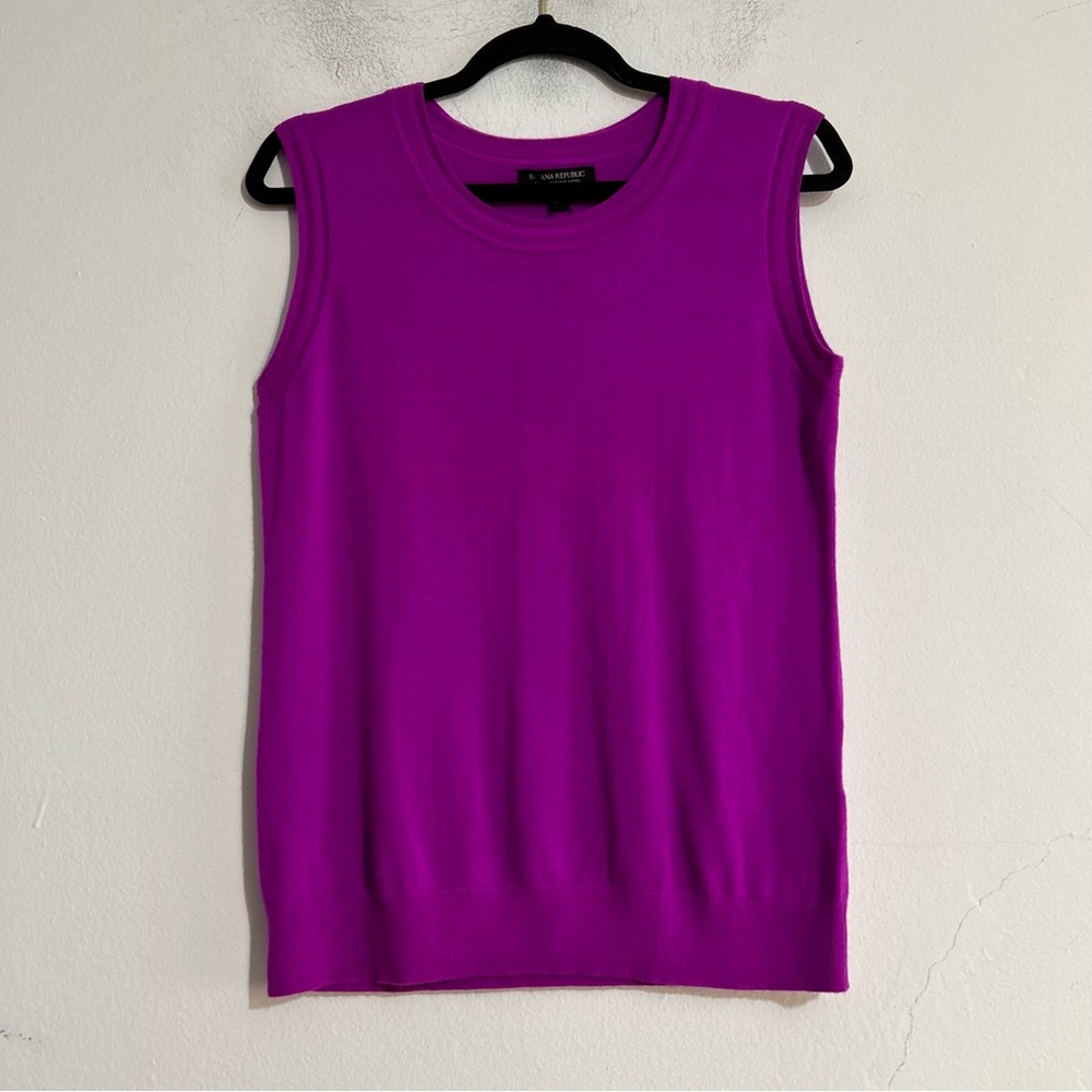 Banana Republic Merino Wool Sweater Shell Vest Fuchsia Preppy Layering